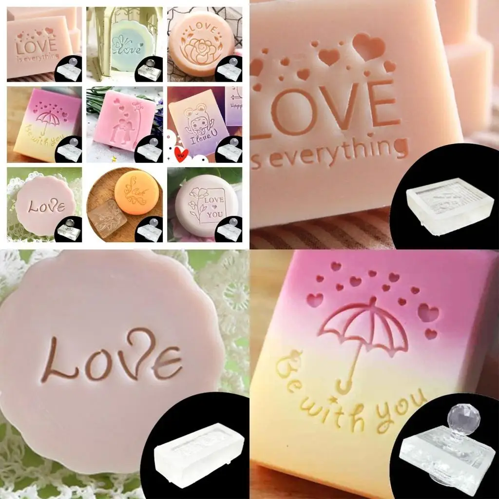 Valentines Day Clear Acrylic Handmade Soap Stamp Love Heart Rose Pattern Chapter high quality