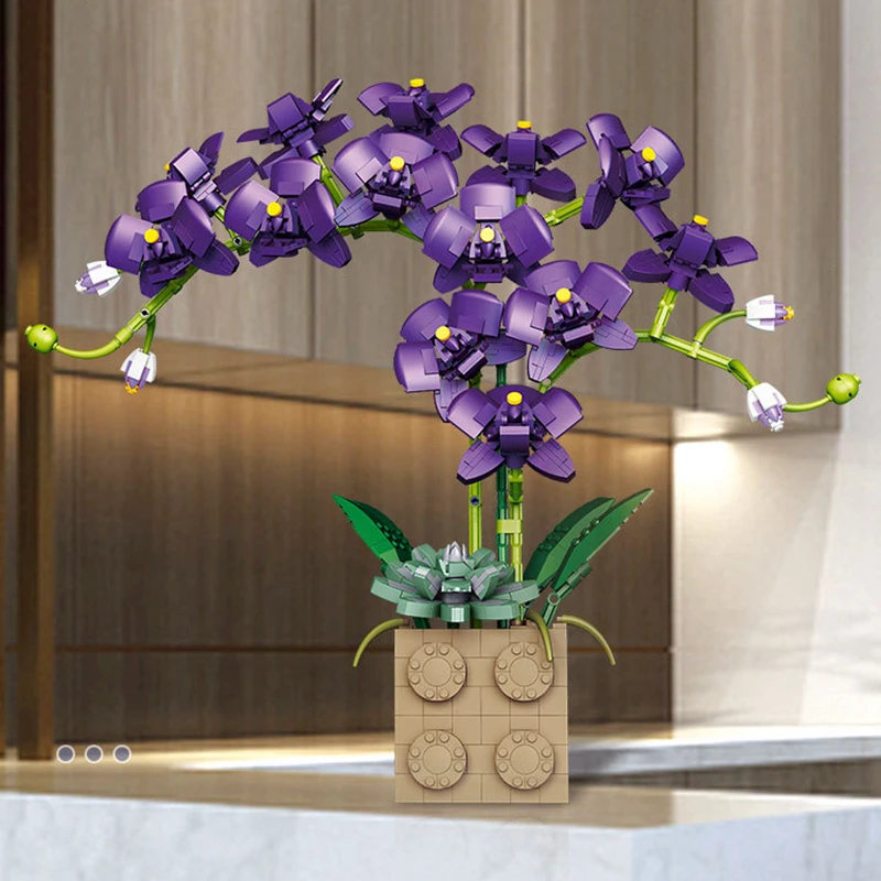 

MOC Eternal Orchid Flower Building Block Set Simulated Orchid Butterfly Bouquet Idea Artificial Home Decor Holiday Birthday Gift