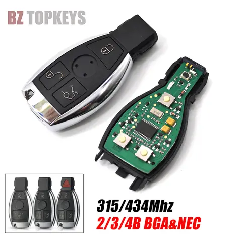 BZTOPKEYS Remote car key fob 315/434Mhz for Mercedes Benz NEC BGA BE W202 W203 W204 W210 W220 smart semi-key less