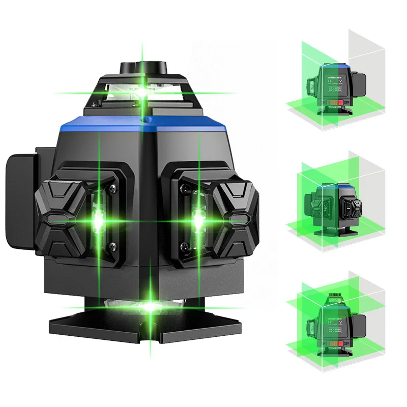 Nivel Láser Profesional de 16 Líneas 4D, Autonivelante, Rotación de 360°, Modo Interior/Exterior, Herramienta de Nivelación para Construcción y Medición