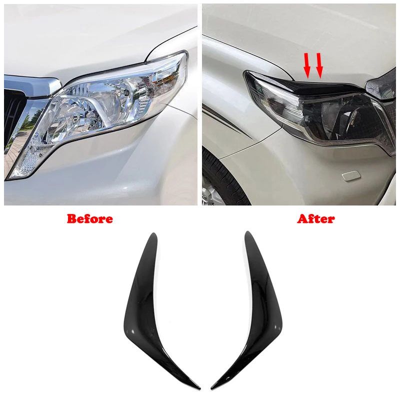 Exterior Headlight Eyebrow Cover For Toyota Land Cruiser Prado LC150 FJ150 2014-2017 Lamp Sticker Trim Car Styling Accessories
