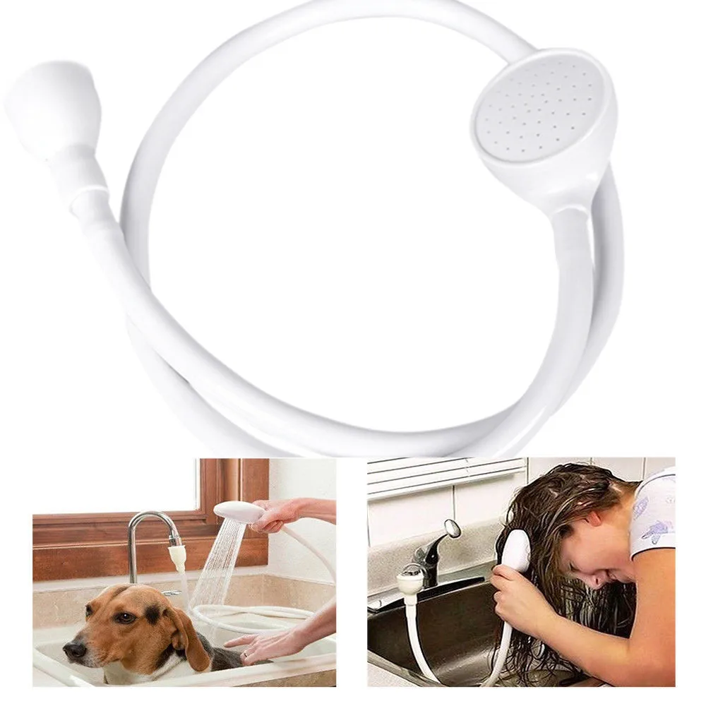 Single Wide Tap Bath Sink Shower Head Spray Hose Push On Mixer Hairdresser Pet Bathroom Accessories Home Gadgets Organizer