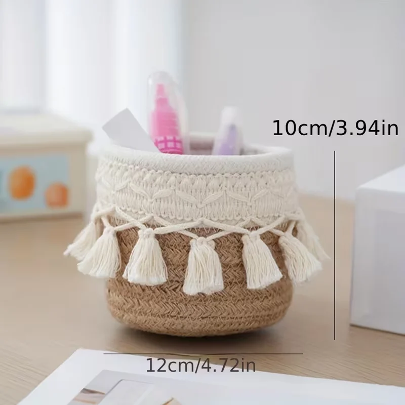Retro Tassel-Style Storage Basket Simple Creative Home Desktop Pen Holder for Miscellaneous Items