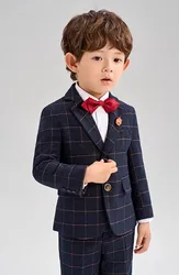 Children Photograph Blazer Party Performance Costume Japan Boys Plaid Wedding Suit Teenager Kids Formal Ceremony Tuxedo Dress