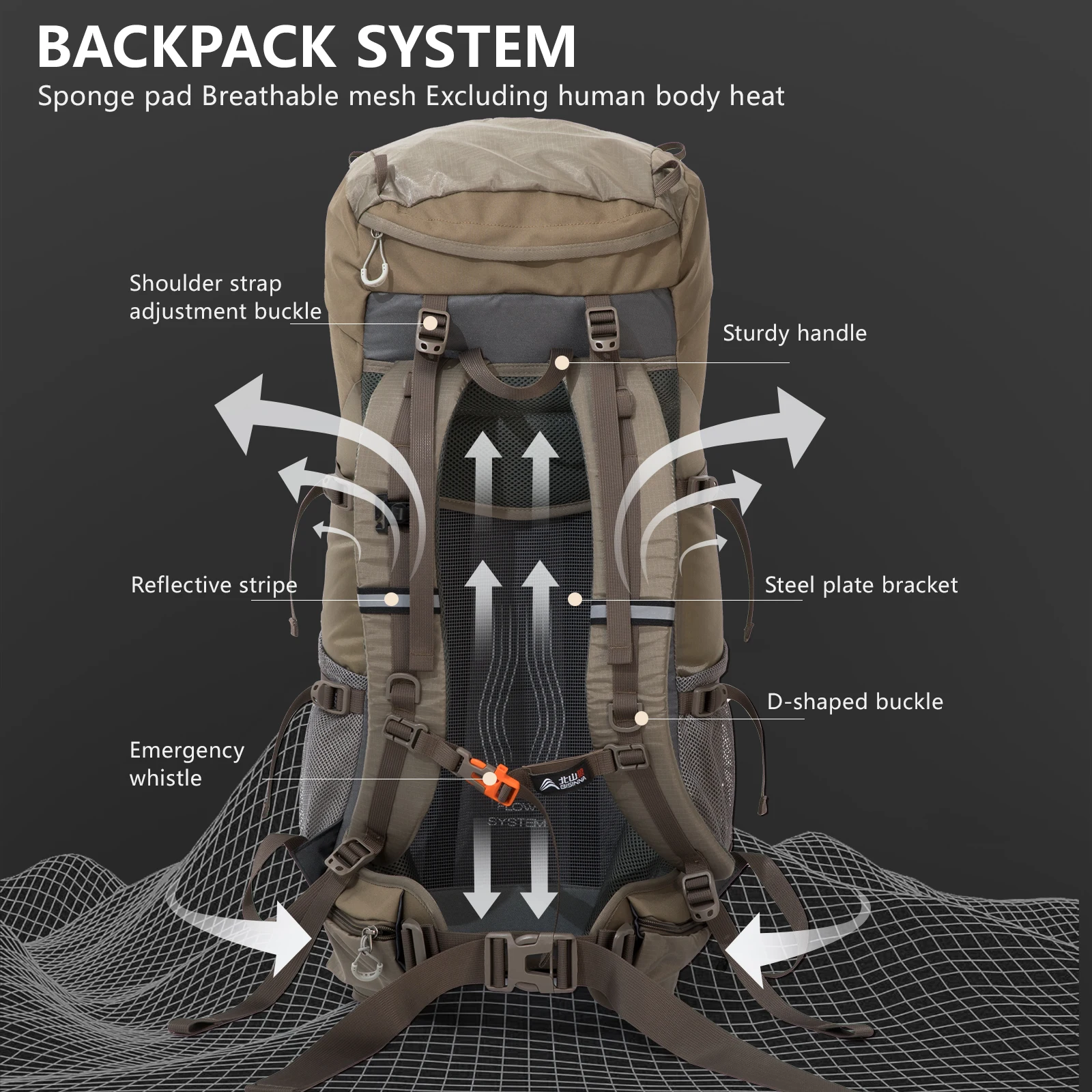 70L Camping Backpack Large Capacity Sport Bag With Rain Cover for Outdoor Travel Climbing Mountaineering Hiking Trekking