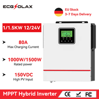 ECGSOLAX 1KW 1.5KW Hybrid Solar inverter 12V 24V 220Vac Solar Hybrid inverter With MPPT 80A Charging Controller Max PV 150VDC