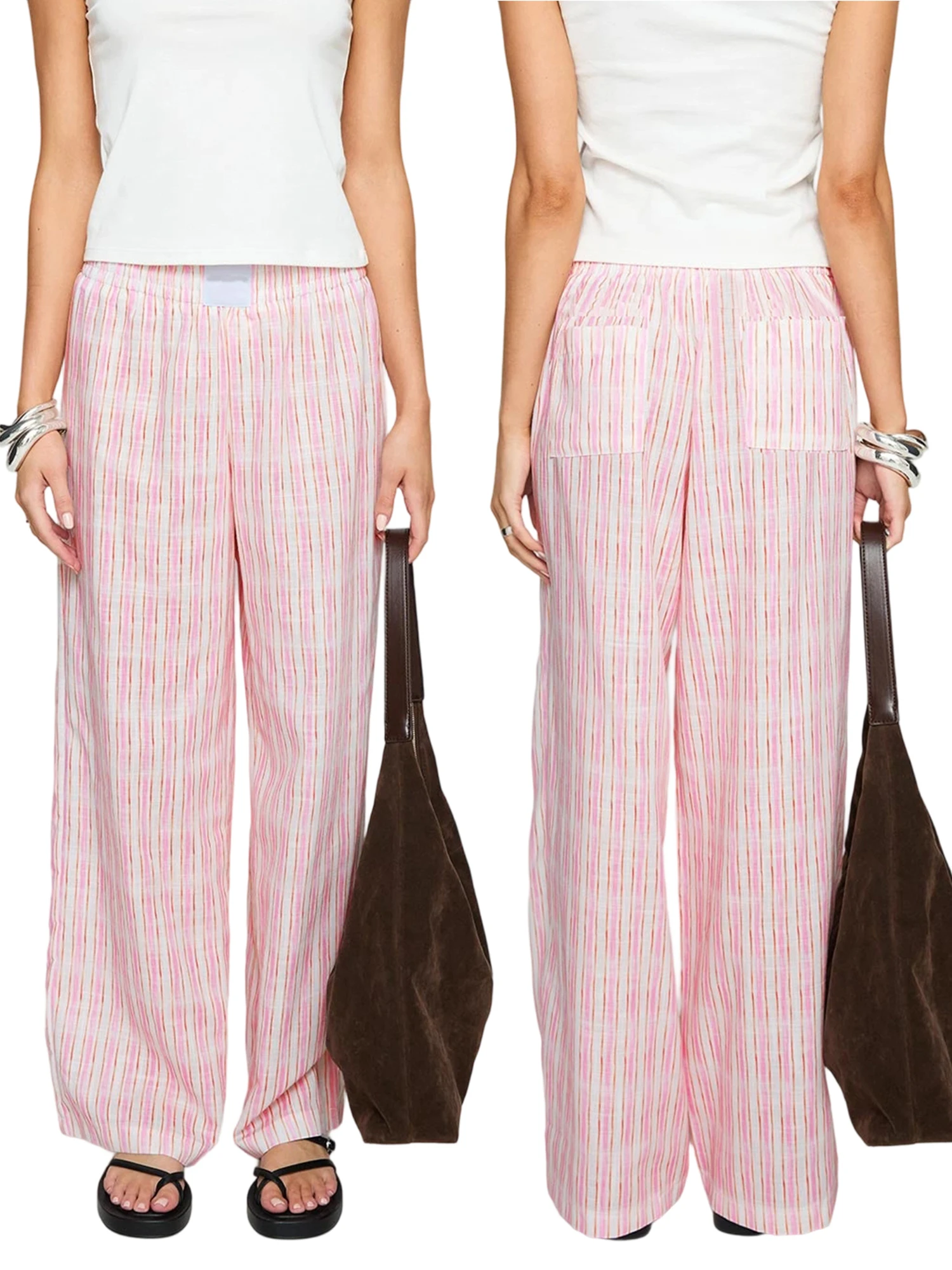 กางเกงทรงพอดีตัวพิมพ์ลายสก๊อตของผู้หญิงพร้อมสายรัดเอวปรับได้สําหรับตัวเลือกการจัดแต่งทรงผมที่หลากหลายตลอดทั้งปี