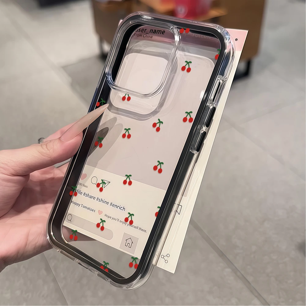 Dimensional Cherry Transparente Handyhülle für Galaxy A57 A37 A55 A54 A36 A35 5G S25 S24 S23 S22 Plus S26 Ultra FE 5G Weiche Hülle – Detail 3