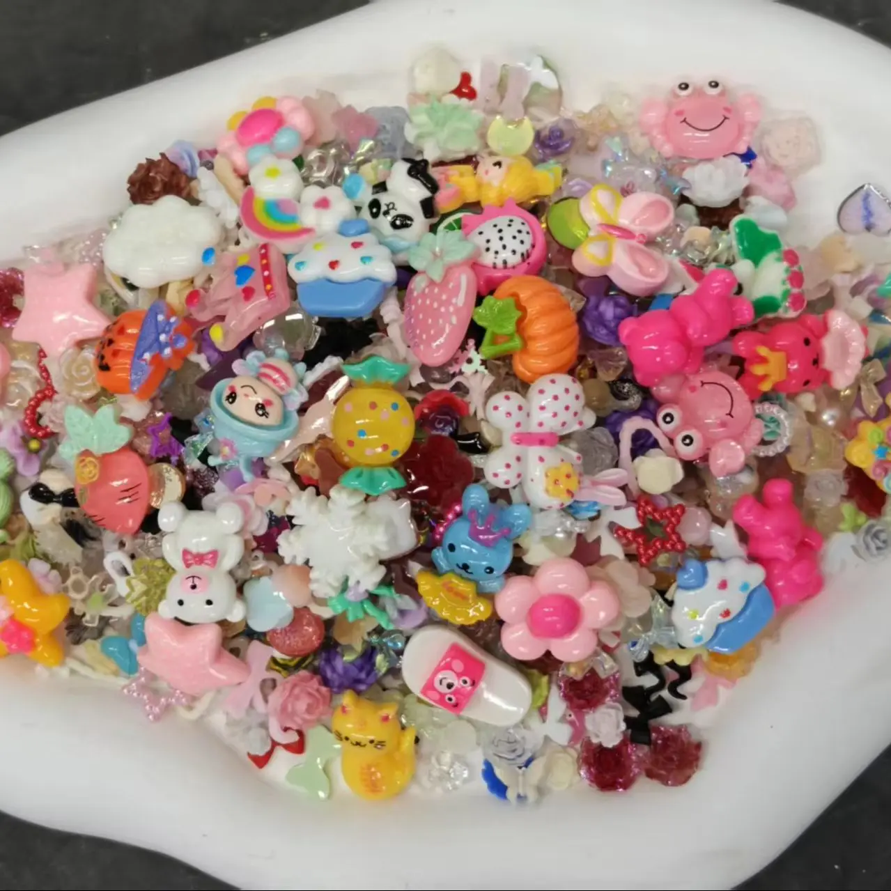 50g Mixed Cartoon Resin Charms Animal Flower Food Flat Cabochons DIY Cream Glue Nail Hairpin Craft Decor