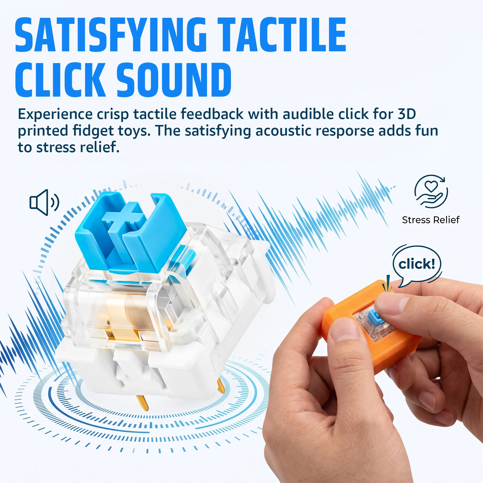 100 Stück blaue mechanische Tastaturschalter, 3-Pin MX Clicky-Schalter für 3D-gedruckte Fidget-Clicker, DIY-Schlüsselanhänger, 50 Millionen Klicks – Detail 9