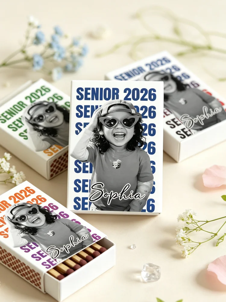 Personalized Class of 2026 Photo Matchboxes Custom Senior Graduation Party Guest Souvenir Favors Grad Party Decor Keepsake
