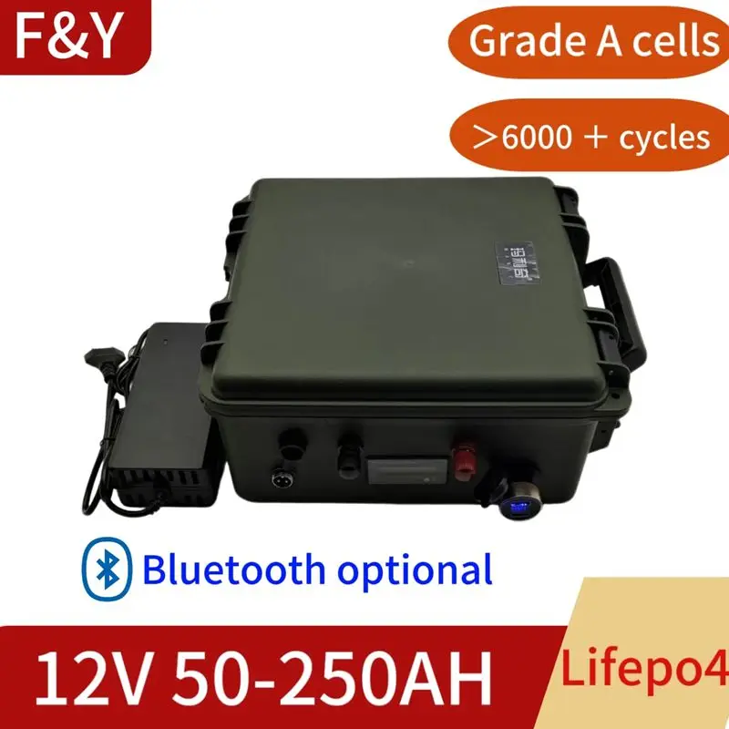 

Lifepo4 12V Lithium Battery with Smart BMS 50Ah-250Ah Rechargeable Marine Battery for Ship Rubber Boat Propeller Trolling Mot