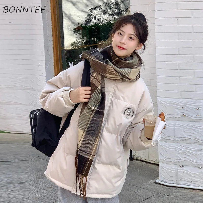 Couples Baseball Parkas Women Simple American Style Winter Daily Young College Slouchy Vintage Classic Prevalent Outwear Ins