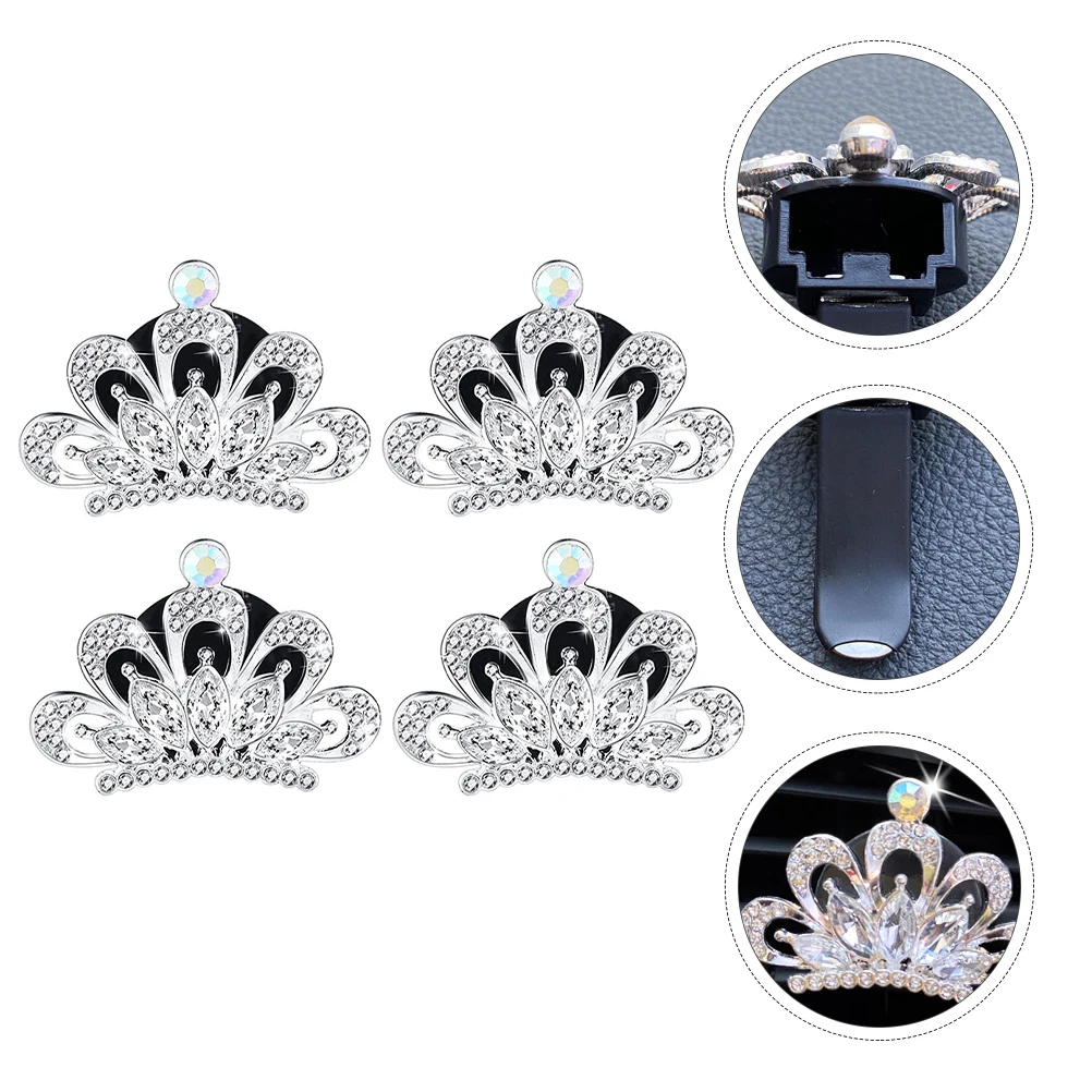 

4pcs Rhinestone Car Perfume Clip Aromatherapy Diffuser Air Freshener Decor Outlet Aroma Mini Vent Ornament Durable Safe Easy