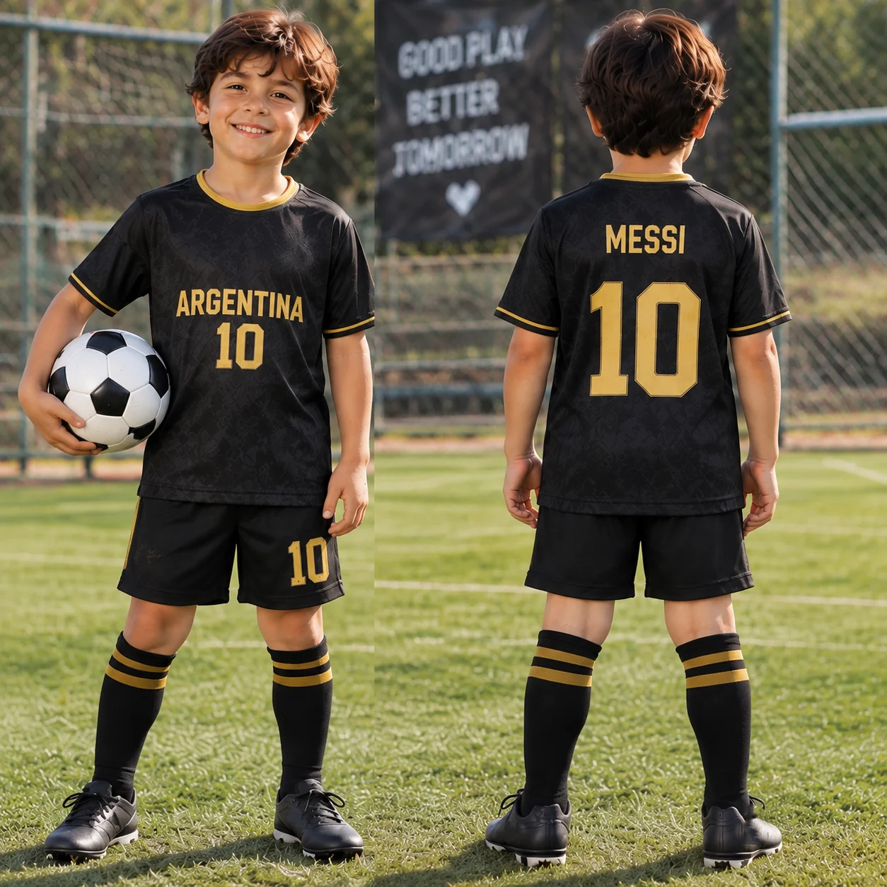 2027 Kids Messi 10 Soccer Jersey Set, Boys Girls Football Uniform, Children Soccer Shirt Shorts set, Youth Sportswear