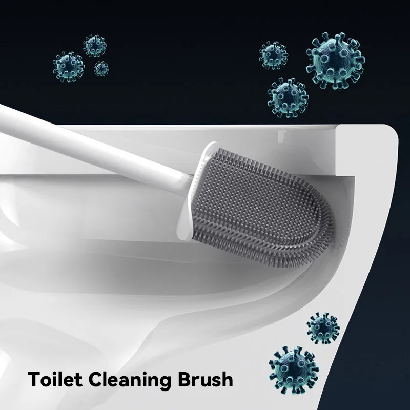 

Silicone Toilet Brush Flat Head Wc Cleaner Flexible Soft Bristles Brushes With Drain Holder Bathroom Accessories Cleaning Tools