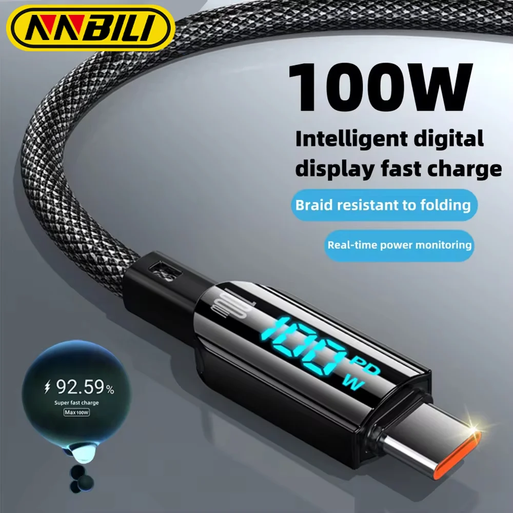 NNBILI PD 100W Digital Display Cable USB Cable 66W Fast Charging Charger For iPhone 15 ProMax Xiaomi Huawei Poco Samsung Oneplus