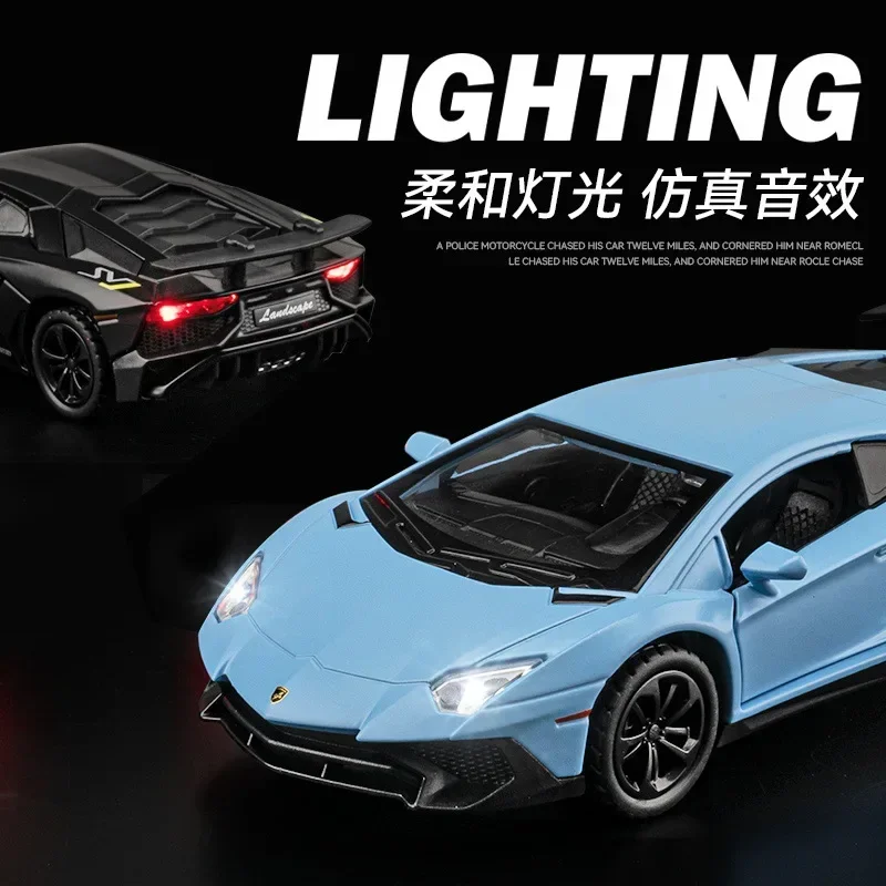 New 1:36 Lamborghini LP750-4 Alloy Sports Car Model Racing car Pull back Sound and Light collection ornaments