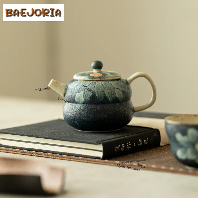 

Caramel Glaze Hand-painted Sunflower Teapot Retro Tea Infuser Pot Tea Maker Kettle With Strainer Green Tea Cafes Ornaments