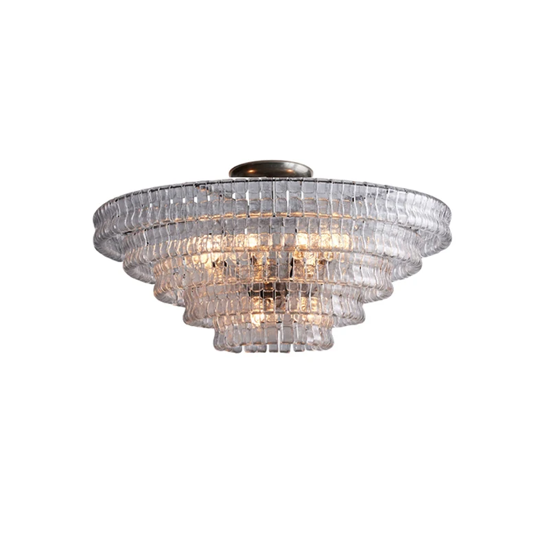 Murano Collection 2-5 Layer Grey Clear Glass Lustre Lamparas De Techo Chandelier 2026 Ceiling Lamp For Foyer Dinning Room