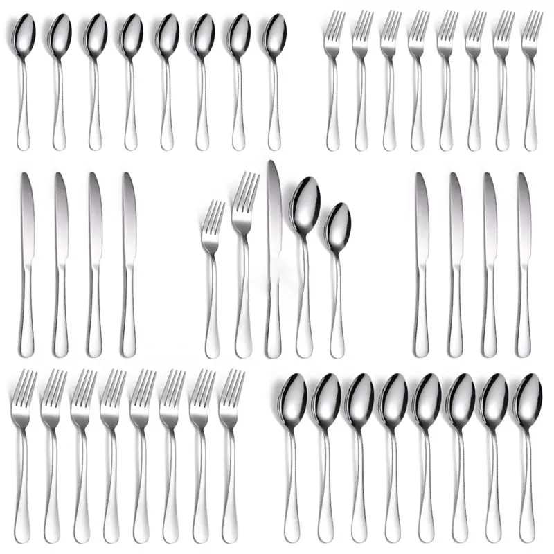 

24-Hour Delivery Dishwasher Safe Food-Grade Stainless Steel Flatware Sets- 40 Pcs Includes Dinner Knives, Spoons, And Forks For