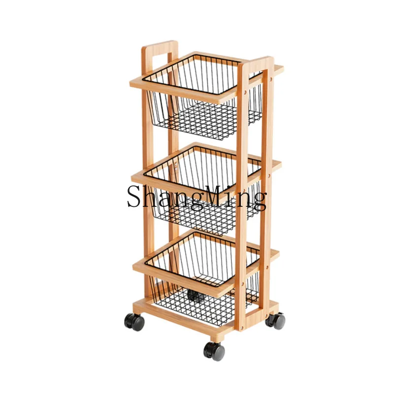 

FG bulk storage basket, net basket zero frame iron wire display rack, solid wood frame storage basket