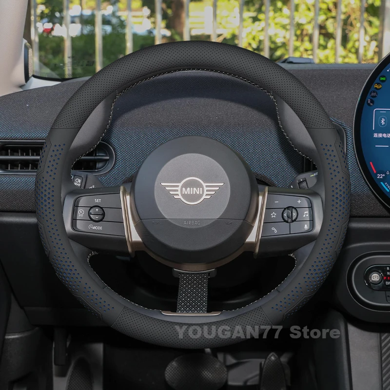 

Leather Car Steering Wheel Cover For BMW MINI Cooper 2024 2025 Non-slip Auto Steering Wheel BMW MINI Cooper Accessories 2025
