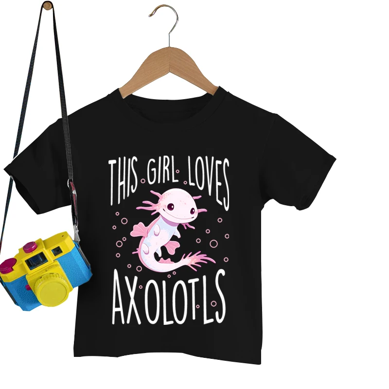 

This Girl Loves Axolotls Print Creative T-shirt Summer Children Boys Girls T-shirt Casual Short Sleeve Tee Shirt Round Neck Tops