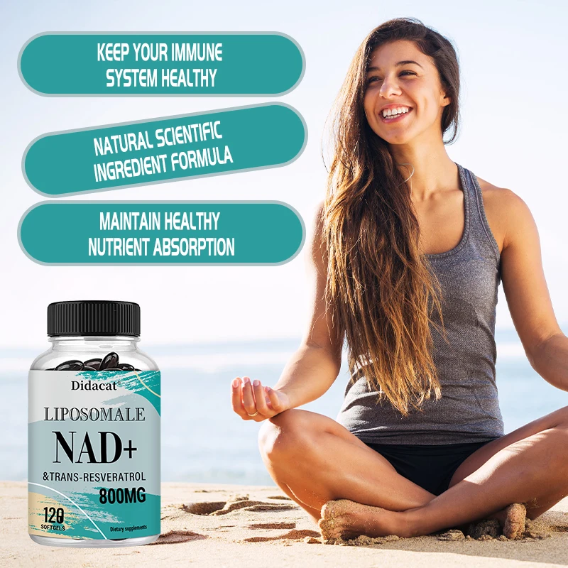 مكمل الدهون NAD - مضاد للشيخوخة، يجدد الطاقة والتركيز، يدعم إصلاح الخلايا، وتعزيز عملية التمثيل الغذائي - 120 كبسولة