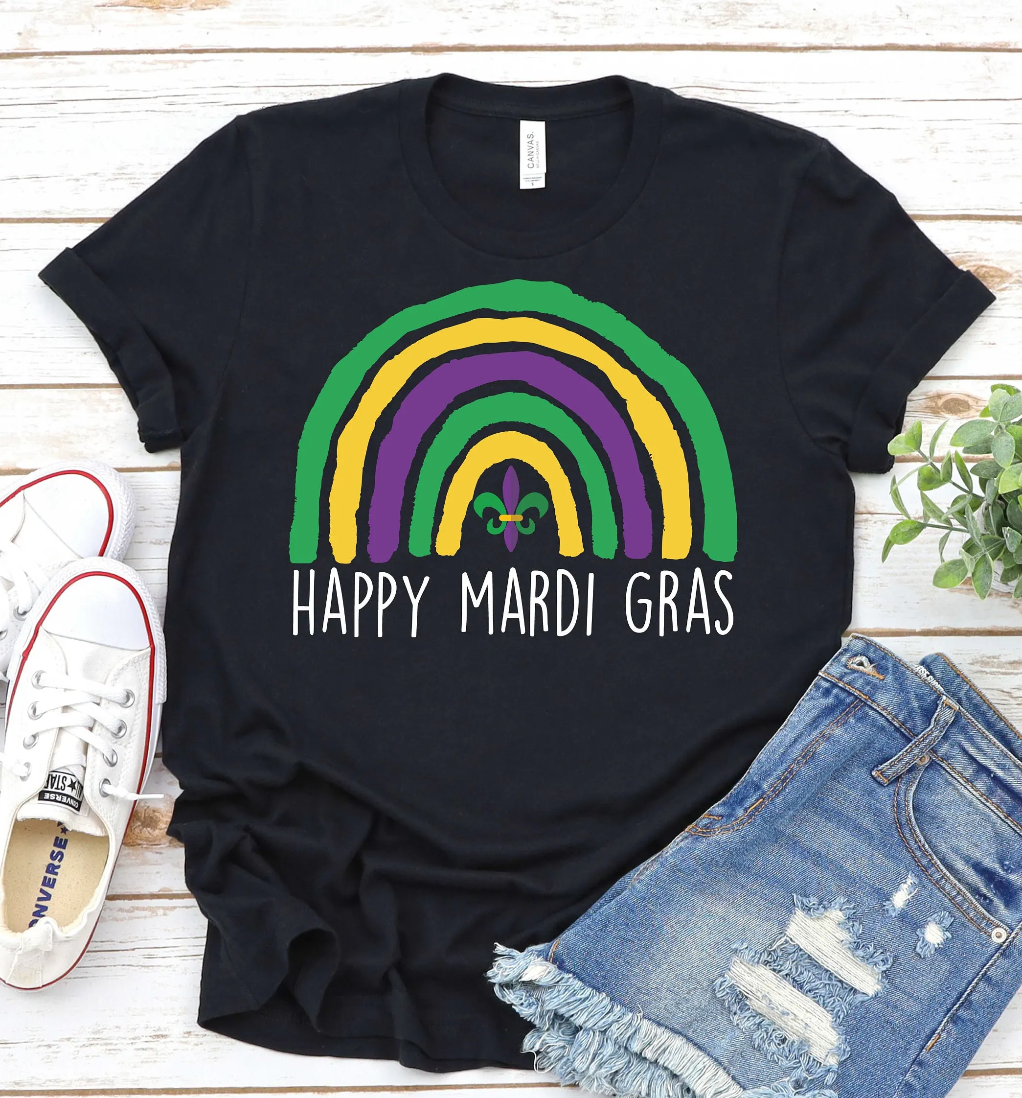 Mardi Gras T Shirt Rainbow New Orleans Carnaval Fleur De Lis Carnival Parade Celebration