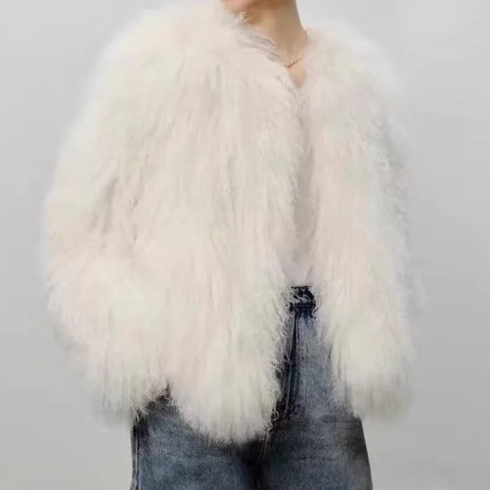 

Colorful Warm Faux Women Fur Coat Loose Black White Pink Plush Coat Female Jacket Fur Autumn Winter Shaggy Outerwear