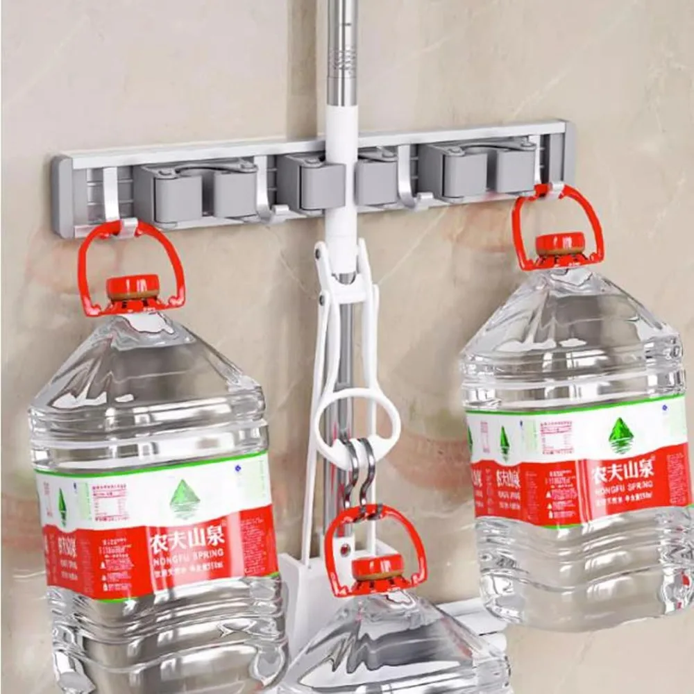 مكنسة وممسحة مثبتة على الحائط شديدة التحمل لتنظيم المرآب #5