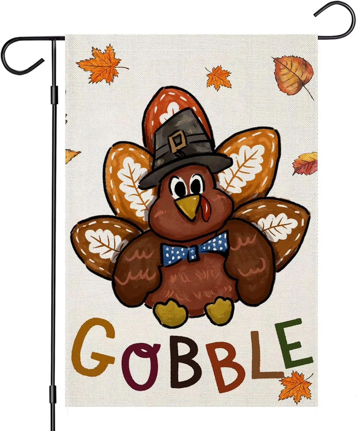 Thanksgiving Garden Flags 12x18 Inch Double Sided, Fall Gobble Turkey Small Seasonal Decor for Harvest Autumn Yard Outside Outdo