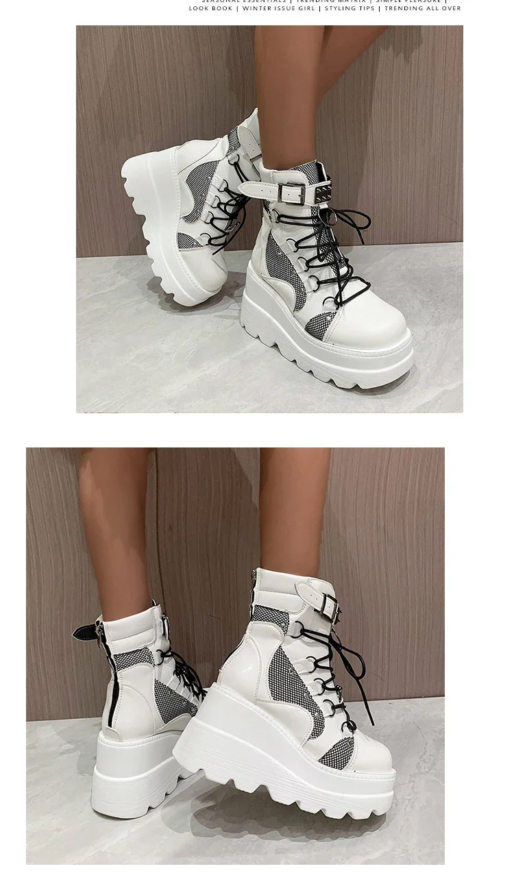 Damenstiefel 2024, Herbst-Damen-Stiefeletten, Plateau-Keile, hohe Absätze, kurze Stiefel, neues Modedesign, Reißverschluss, Cosplay-Schuhe der Frauen – Detail 18