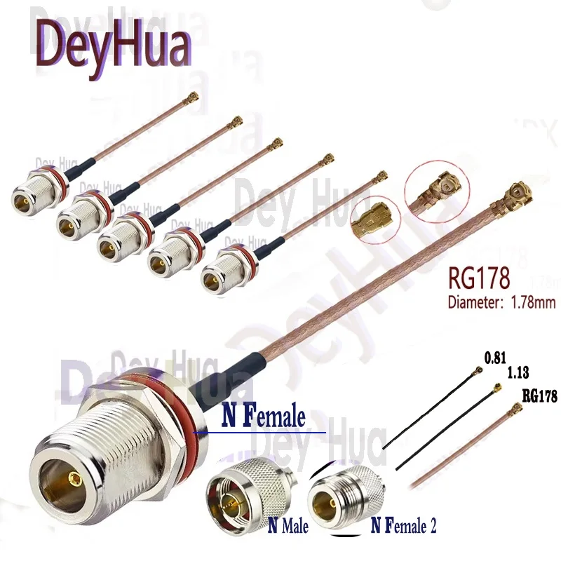 

1/5pcs N Female Male to U. FL MHF1 MHF4 Straight Connector RF RG178 Pigtail Coaxial Mini PCI Wi fi WLAN Antenna Extension Cabble