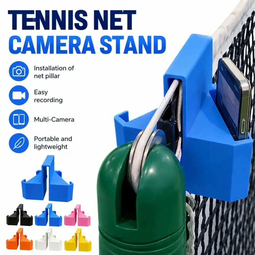 Portable Tennis Camera Holder 3D Printed Fence Phone Mount Clamp for Match Analysis Court Practice Live Streaming Sports