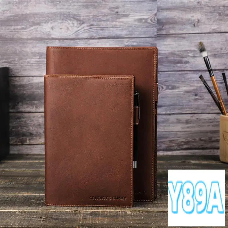

Retro Leather Book Cover Sleeve Protector With Pen Holder Business Notepad Notebook Book Case Office School Supplies Brown A5