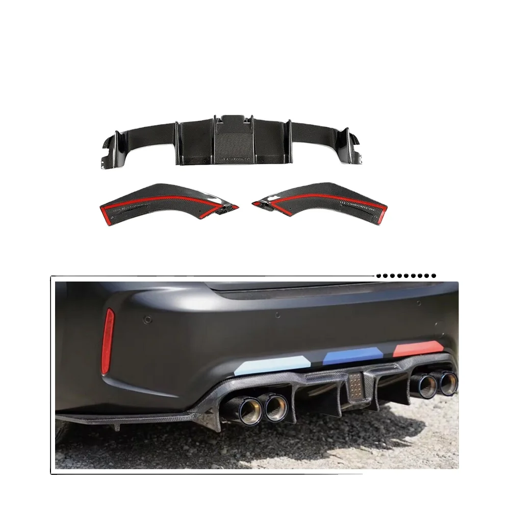 

for BMW F87 M2 M2C Coupe 2016-2019 Real Carbon Rear Bumper Lip Diffuser W/LED