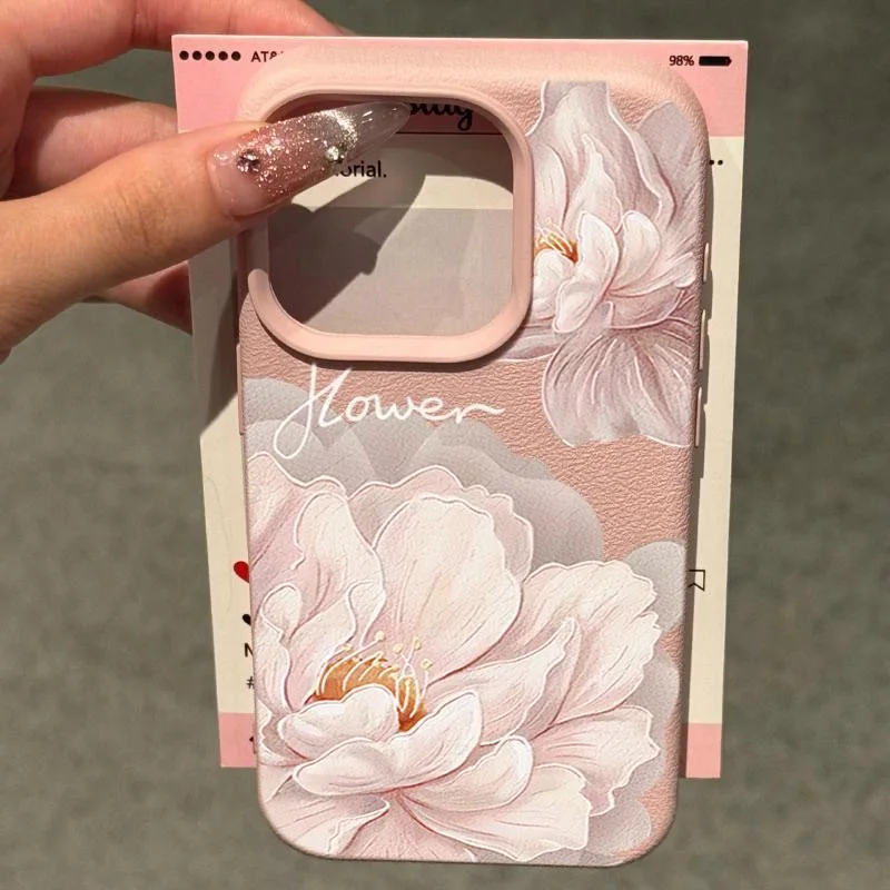 Funda de teléfono Diagonal de flor grande para IPhone 16 15 14 13 Pro Max 11 12 13 Pro Linda chica Funda creativa Funda Bumber 16 15 14