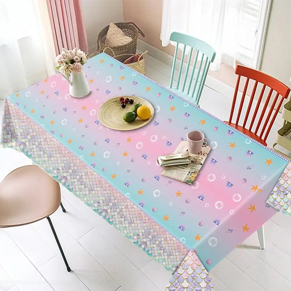 

Heat-resistant Tablecloth Mermaid Tablecloth Mermaid-inspired Party Tablecloths Glittery Shell Designs with Oceanic for Kids'