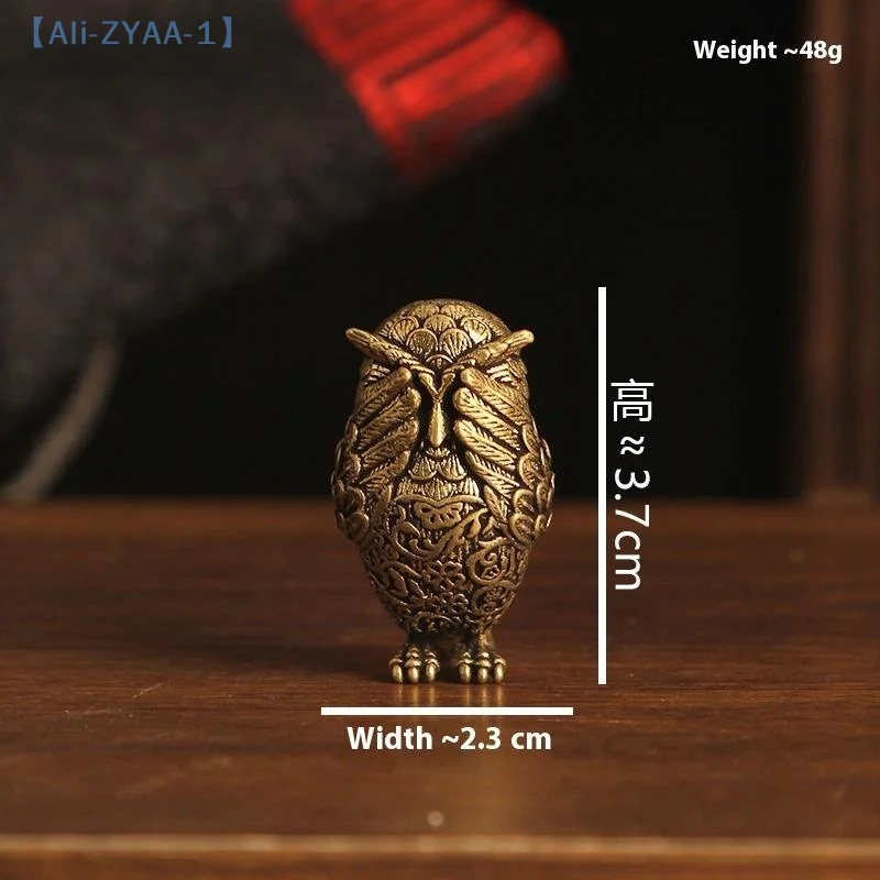 【ZYAA-1】1 قطعة ديكور رف الكتب خمر النحاس البومة تمثال الأذن تغطي الحيوان النحت سطح المكتب المنزل مكتب حلية هدية فريدة #6