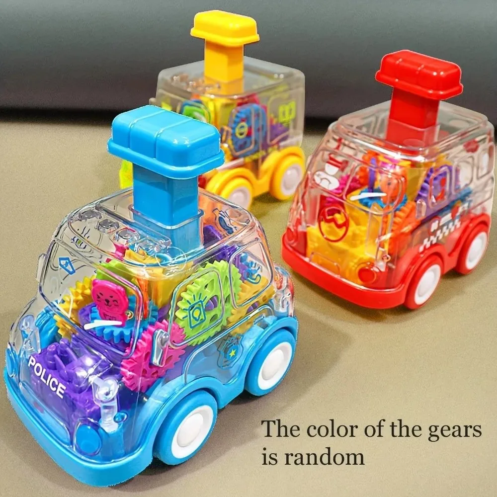 Jouet de voiture à engrenages transparents de dessin animé, jouets interactifs pour enfants, voiture à presse coulissante à inertie avec Rails, voitures rétractables Lnertia