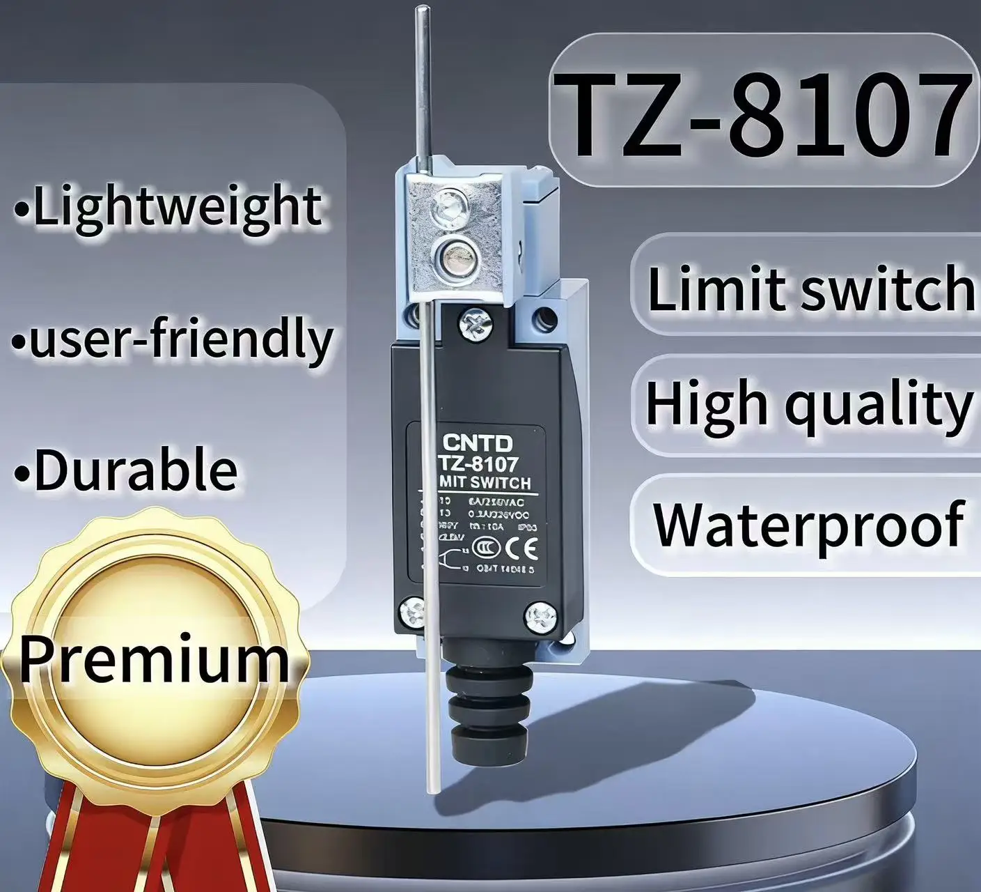 

CNTD TZ-8107 Limit Switch IP65 Waterproof 1NO/1NC Snap Action Long Life Zinc Alloy Shell Industrial Grade CE CCC