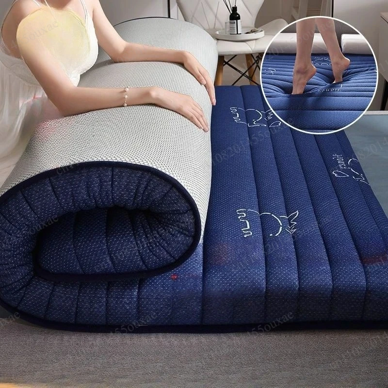 Soft Fiber Cotton Bed Pad with Latex Layer, Thick Breathable Mattress Topper, Universal Single Double Size for Household Use
