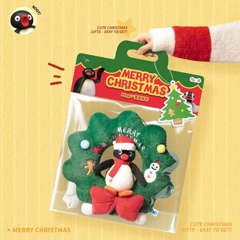 

New Penguin Pingu Christmas Wreath Plush Toy Cute Stuffed Toy Gift For Family Friend Christmas Present For Best Friends