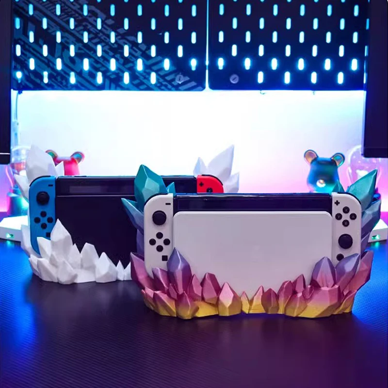For Nintendo Switch &Switch OLED Charging Base Cover Gradient Crystal Case Originality Decorative Charger Dock Protective Shell