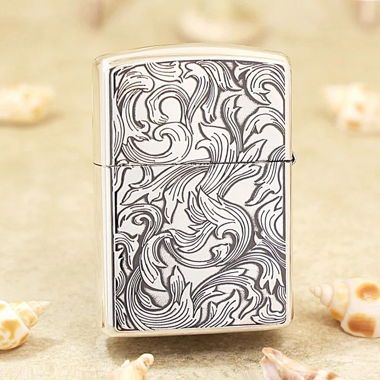 Genuine Zippo Limited edition silver Tang oil lighter copper windproof cigarette Kerosene lighters Gift anti-counterfeiting code