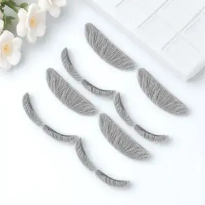 

Halloween Party Costume Accessories 4 Sets Fake Eyebrows and Mustache for Men Grey