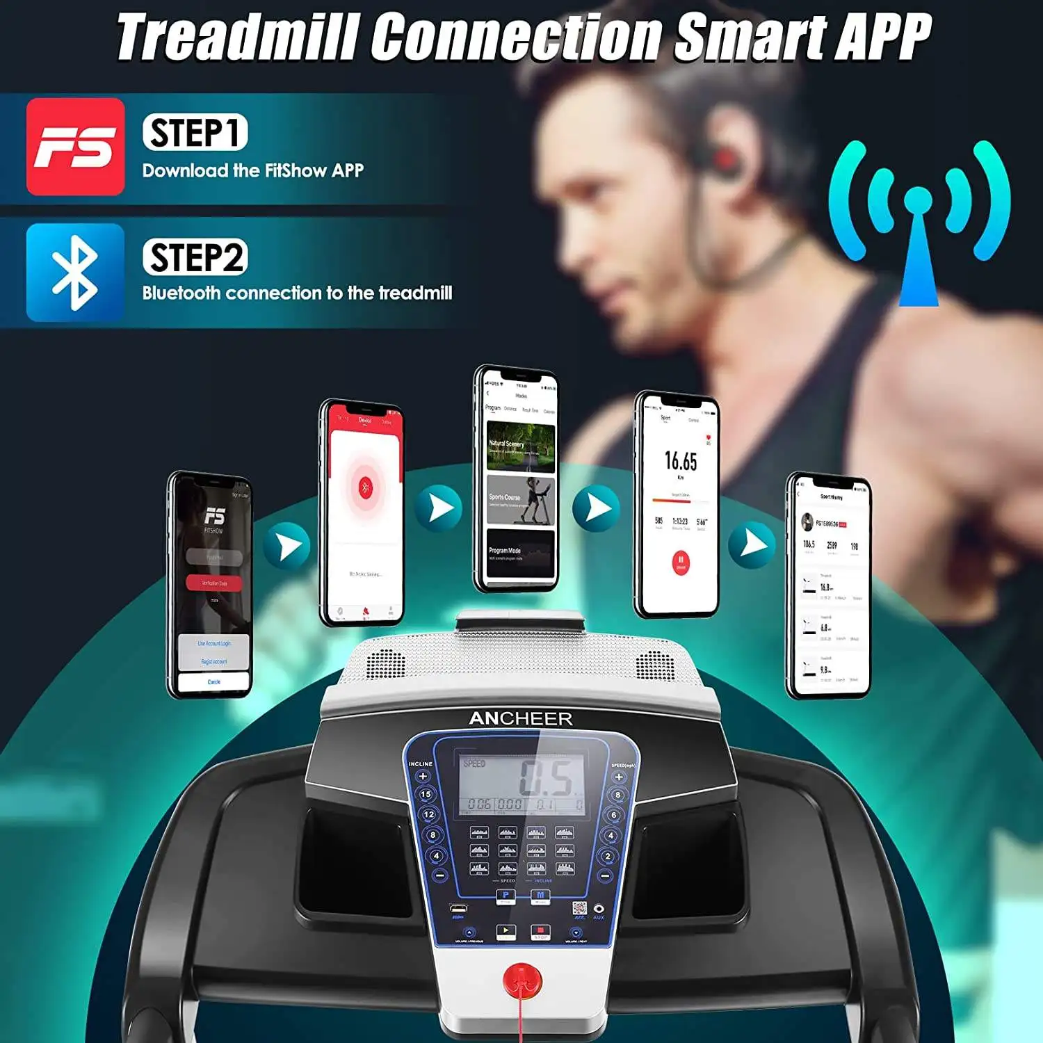 جهاز سير كهربائي احترافي قابل للطي منزلي من STLF مع نظام مائلة أوتوماتيكي، اتصال ذكي، معدات اللياقة البدنية