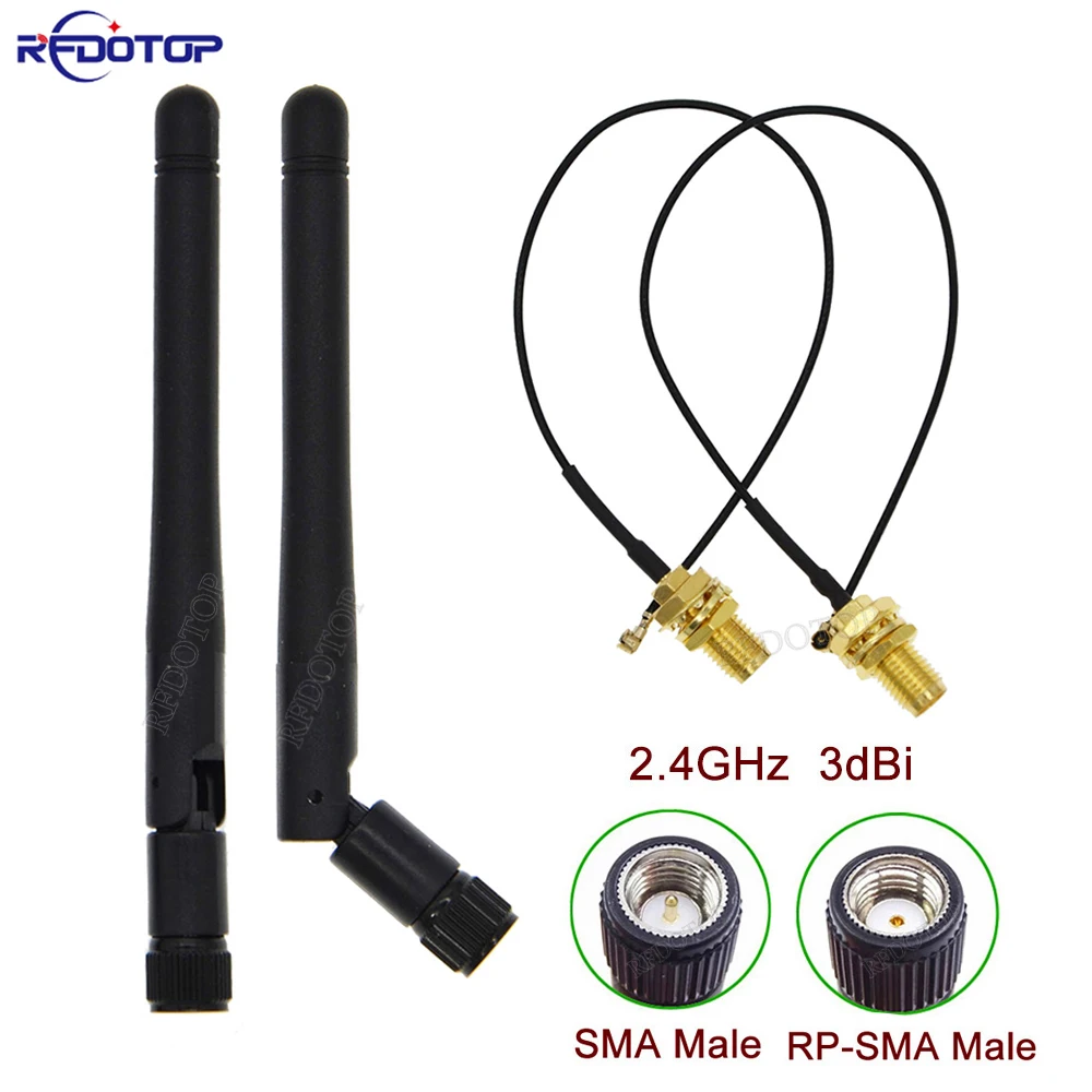 

50Pcs/Lot 2.4GHz 3dBi WiFi Antenna Aerial SMA Male/RP-SMA Male Plug Connector Wifi Antenna For Wireless Router Antennas